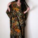 Caftan Smock Dress, Safari Print Tunic Maxi Dress, Jungle Boho Long Dress, LARGE, XL, 2XL