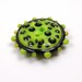 Handmade lampwork glass button - Gooseberry - bright lime, black, folk button