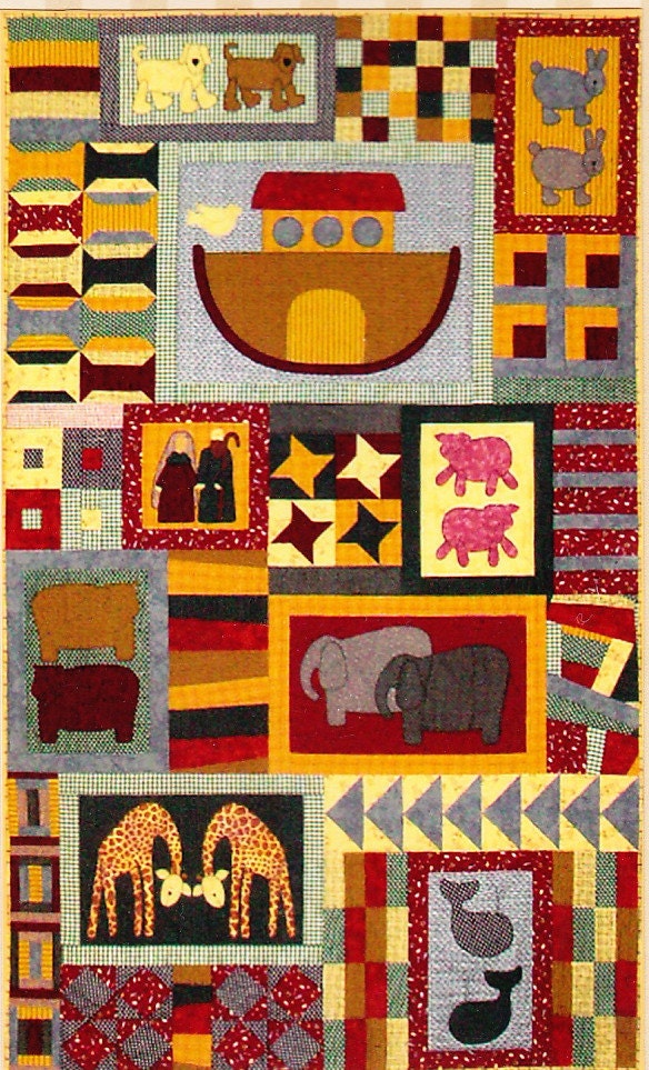 items-similar-to-pattern-noah-s-ark-sampler-quilt-fun-applique-and-pieced-quilt-pattern