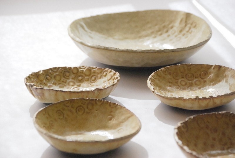 serving  bowls white vanilla rustic set of  MADE TO ORDER