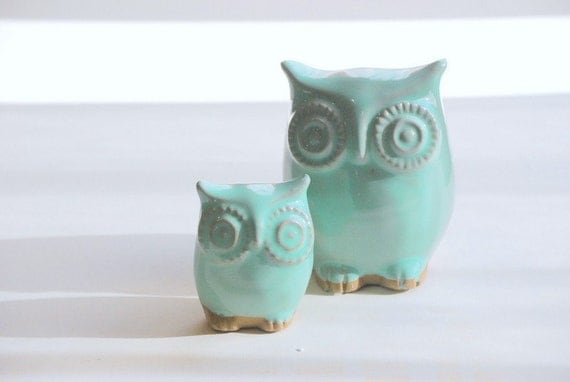 Ceramic owl home decor modern Mint julip