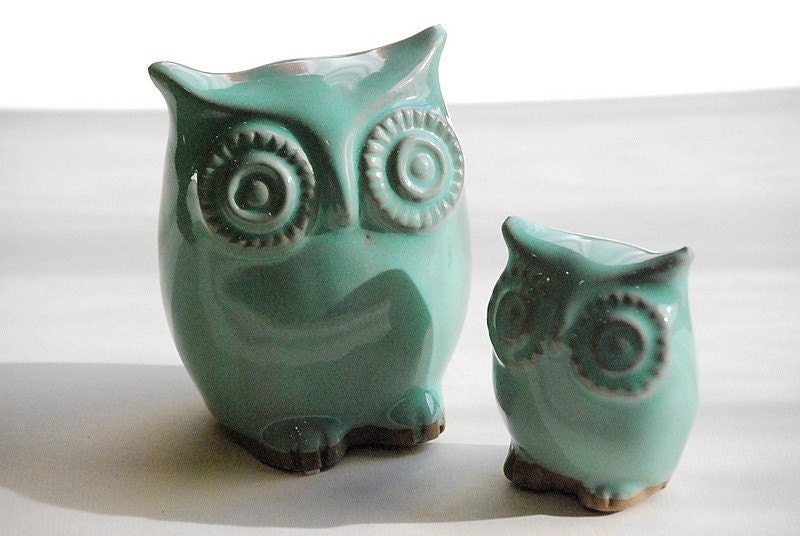 Ceramic owl home decor modern Mint julip