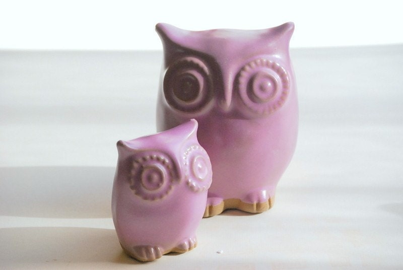 owls in a soft satin orchid lavender