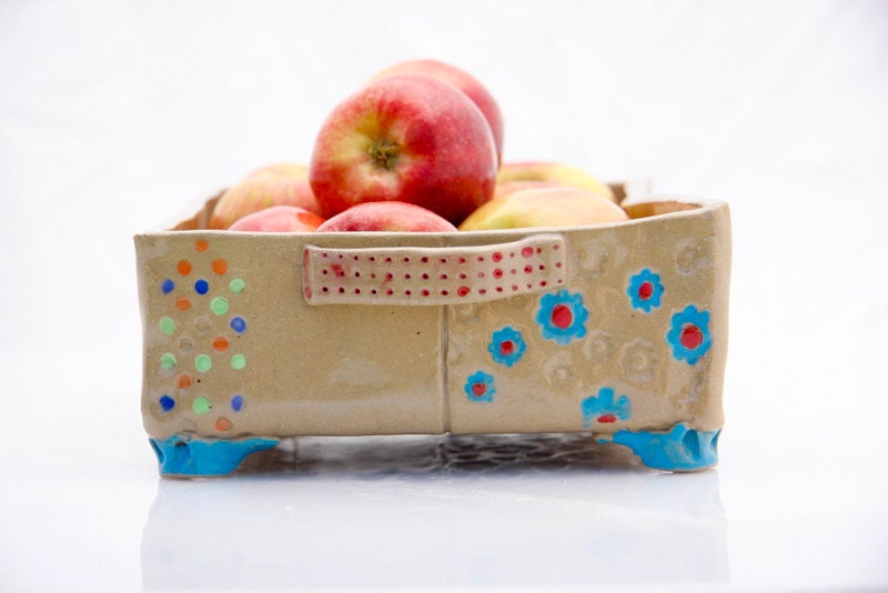 serving tray summer decor dish rectangular handmade pottery