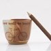 rustic mug in Autumn golden brown and purple bicycle live well