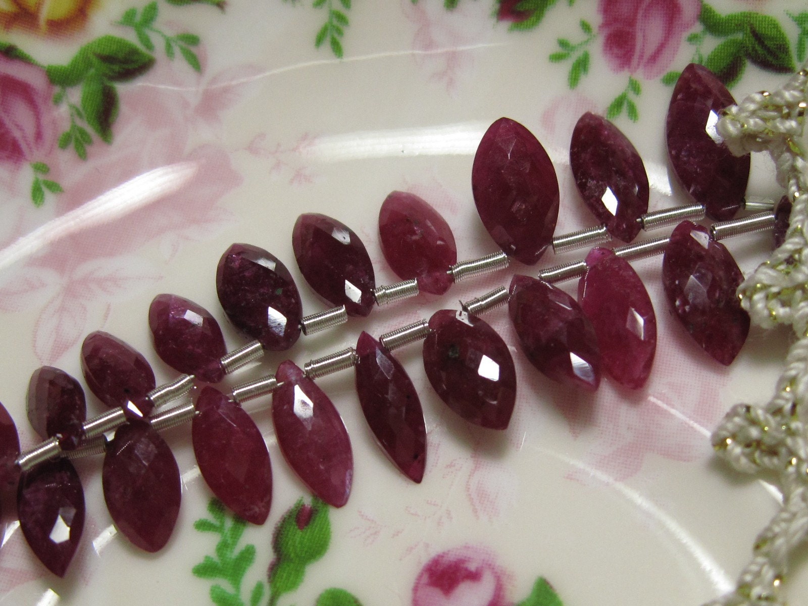 AAA Grade RUBY Faceted Marquise Briolettes - 4 Inch Strand