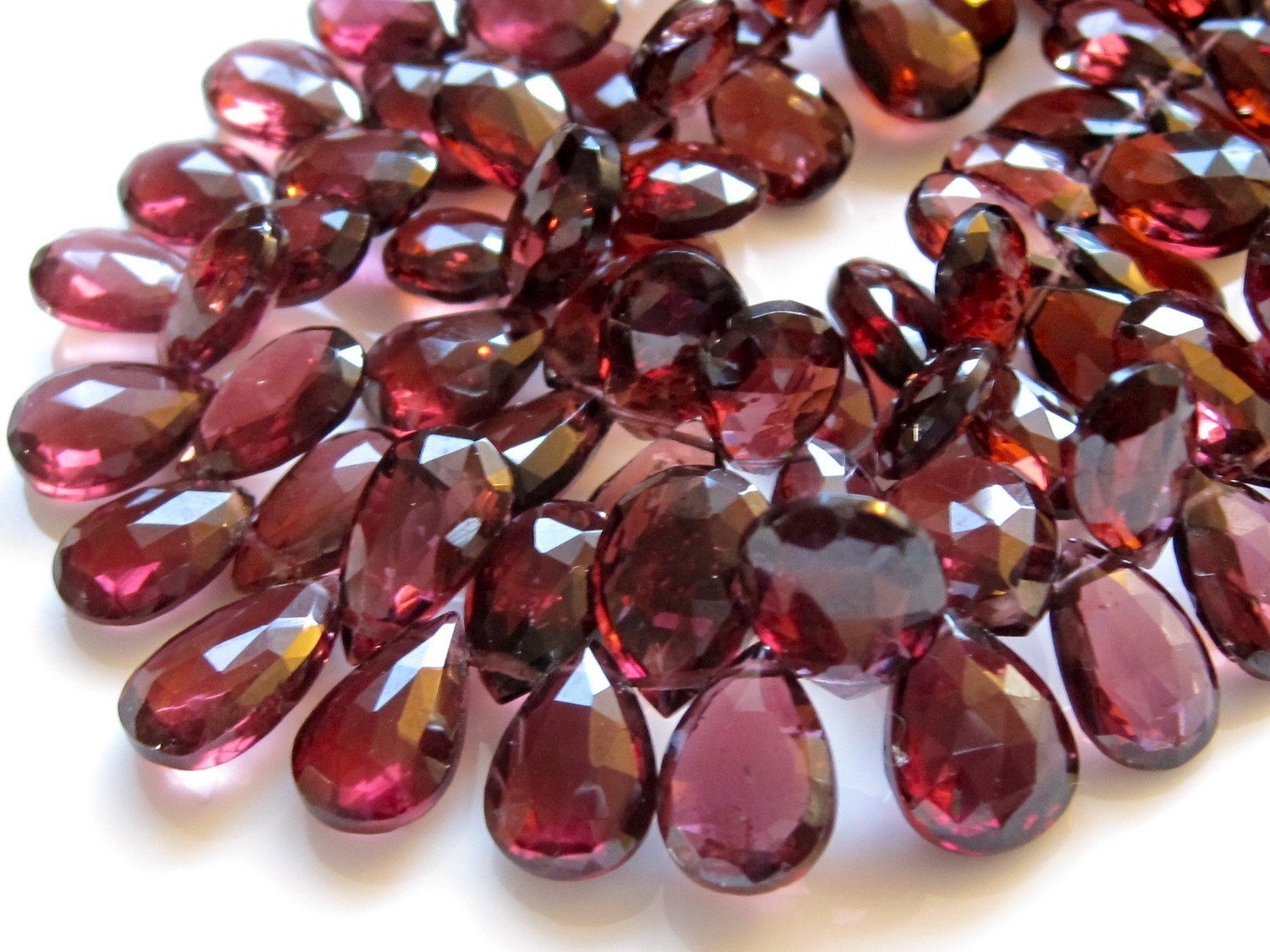 Top Quality GARNET Faceted Pear Briolettes - 10 Beads