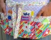 Teacher Apron-Rainbow Colorful Teacher Utility Half Apron w/ Eight Pockets for Elementary, Preschool or Daycare Teachers