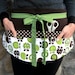 Teacher Apron - Bright Green Apple & Chocolate Brown Polka Dot 8-Pocket Classroom Utility Apron for Teachers, Vendors, Crafters