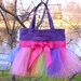 Embroidered Dance Bag - MINI Purple Tote Bag with Rainbow Tulle and Hot Pink Ribbon Tutu Tote Bag - MTB148 - A
