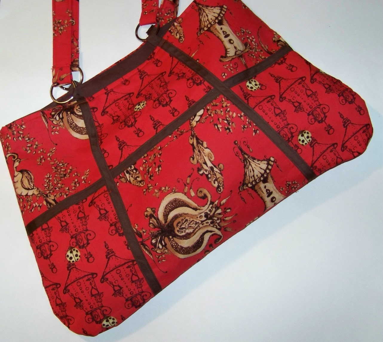 Modern Accents Tote in Tina Givens Cloe's Imagination in Red by dlghandbags on Etsy