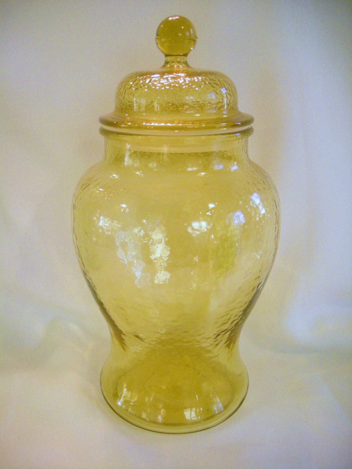 Vintage Amber Yellow Glass Ginger Jar by trixzstreasures on Etsy