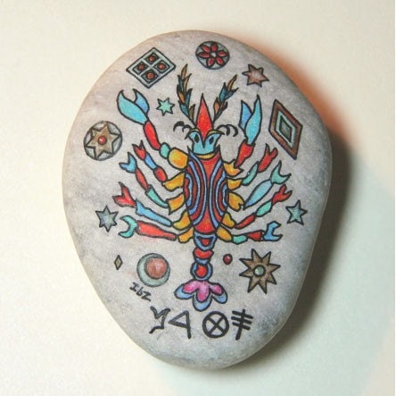 CANCER ZODIAC SIGN - MINIATURE ART PAINTING ON STONE - ORIGINAL