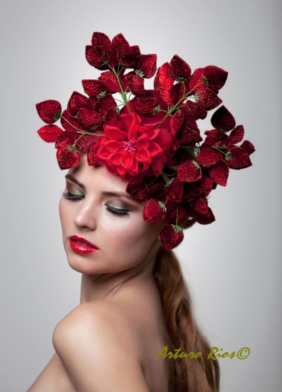 Strawberries headpiece-Fascinator