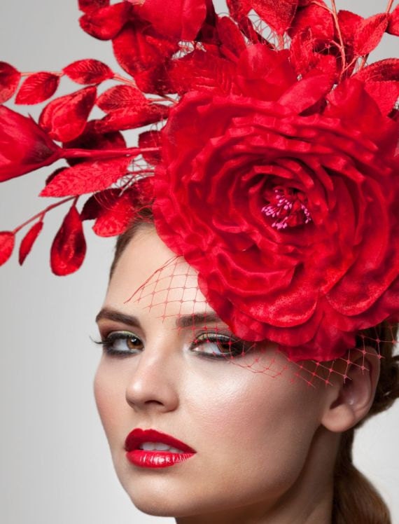 Red Fascinator,Cocktail Hat ,Derby Hat, Melbourne cup fascinator, Buy Fascinators