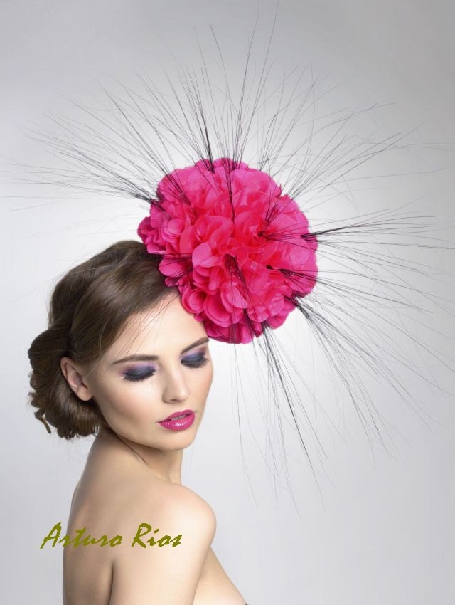 Silk Poppy Fascinator-- Headpiece