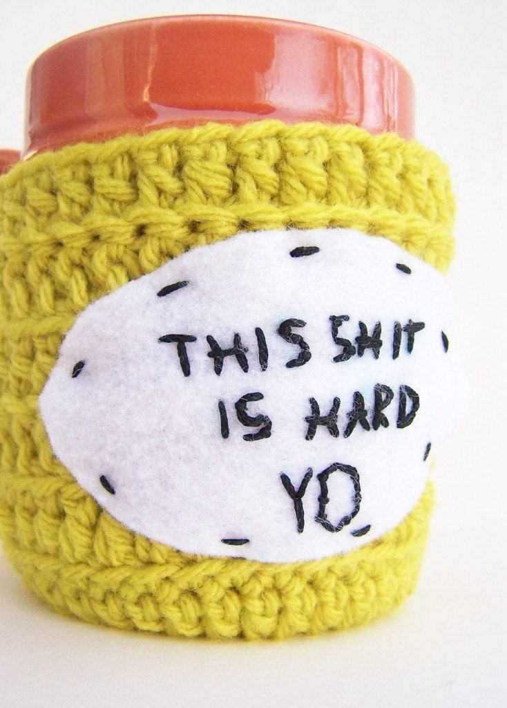 Coffee cozy mug cozy crochet green