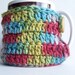 Coffee Cozy Coffee Mug Tea Cup handmade crochet rainbow multicolor