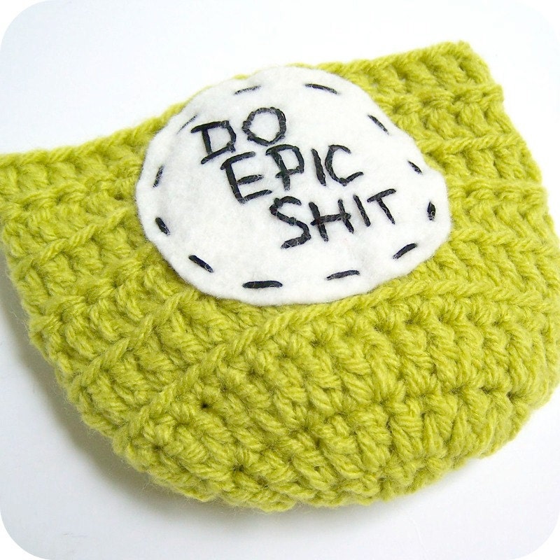 Coffee Mug Cozy Do Epic Sh-t Tea Cup chartreuse lime crochet handmade cover