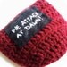 Coffee Mug Cozy Tea Cup burgundy red black white crochet handmade cover