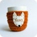 Fox Funny Coffee Mug Cozy Tea Cup foxy burnt orange brown fall autumn crochet handmade cover