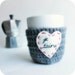 Coffee Mug Cozy love heart french Paris red white gray crochet cover