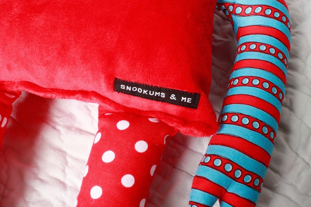 RESERVED FOR CSEDLACEK --- Emerson / red plush robot toy