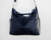 Handbag Jolie medium navy---handmade Leather bag/ Messenger/ Diaper bag/ Shoulder bag/ Tote/ Handbag/ Hip bag/ Women