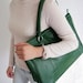 Leather tote bag green-- handmade Leather bag/ Messenger/ Diaper bag/ Shoulder bag/ Tote/ Handbag/ Hip bag/ Women