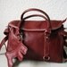LAST ONE Leather handbag---Adeleshop clip on laptop messenger satchel purse shoulder cross body bag in Cherry Brown-brass hardware
