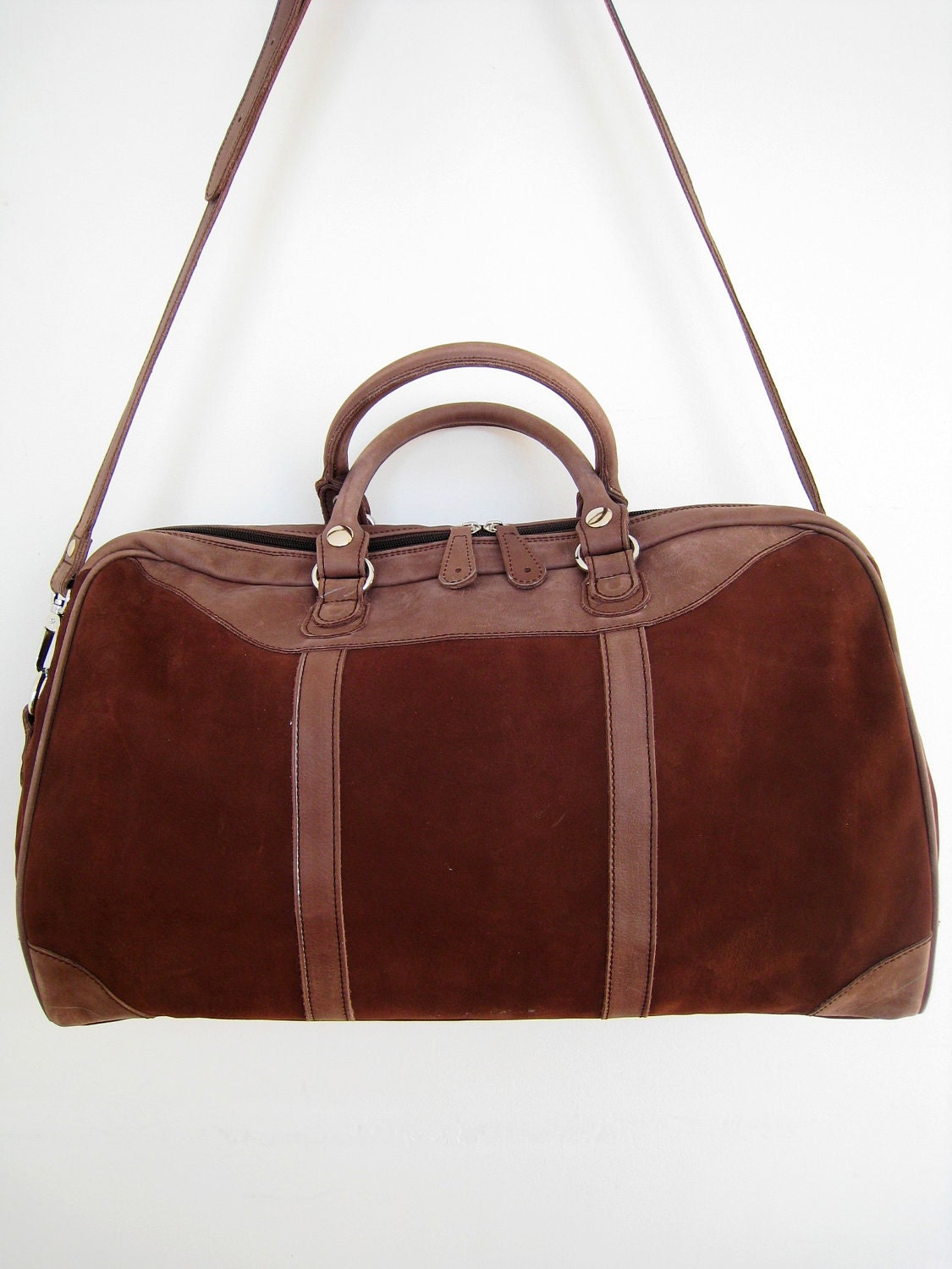 ON SALE Leather Handbags---Adeleshop two-tune travel carryon duffle bag LARGE