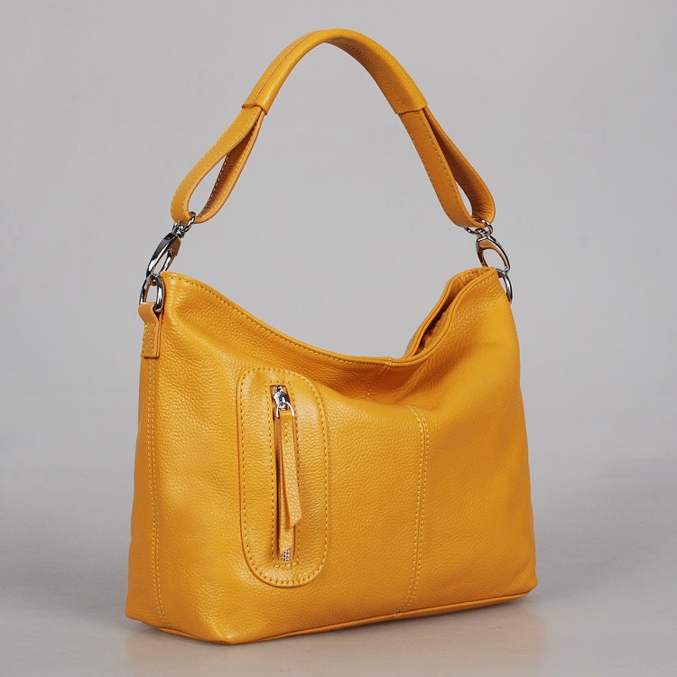Leather hobo Max small yellow---Adeleshop handmade Leather bag Messenger Diaper bag Shoulder bag Tote Handbag Hip bag Women