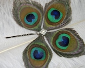 Jillian - Crystal Rhinestone and Peacock Feather bridal fascinator