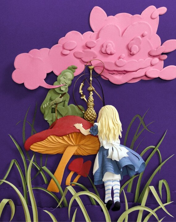 Alice in Wonderland - Giclee Print of Paper Illustration 8inx10in