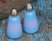 Vintage Blue and Purple Frosted Anchor Hocking Salt / Pepper Shakers