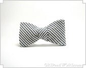 The Pimm - Grey and White Seersucker Bow Tie