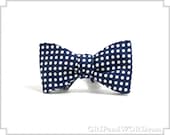 The Churchill - Navy Blue Polka Dot Freestyle Bow Tie (LAST ONE)