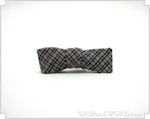 The Moriarty - Skinny Grey and Black Plaid Freestyle Bow Tie