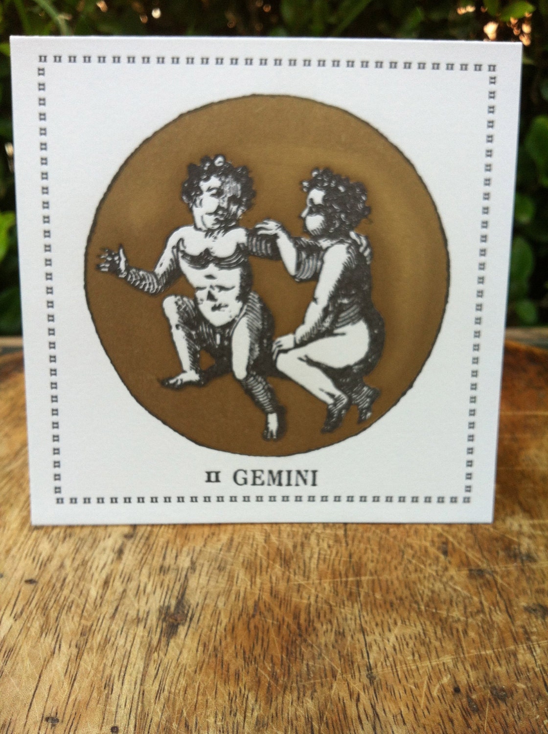 Zodiac Card ... GEMINI . May 21 - June 20 //// Hand Letterpressed