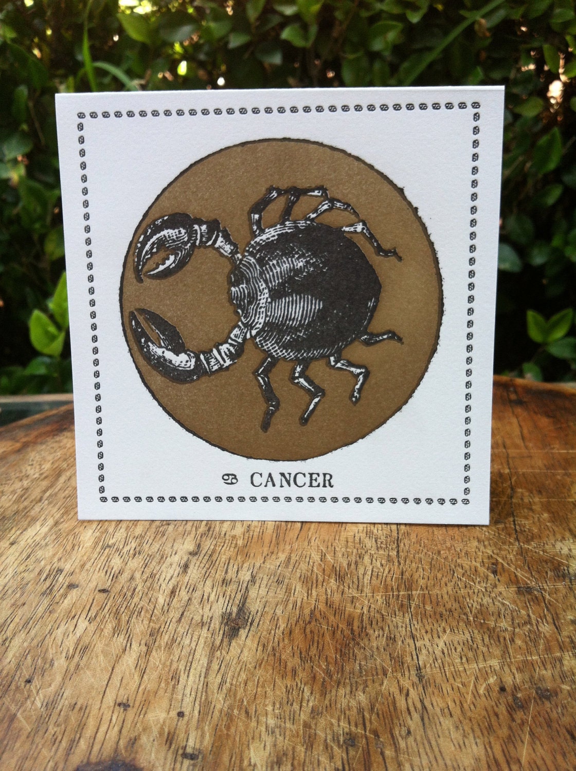 Zodiac Card ... CANCER . June 21 - July 22 //// Hand Letterpressed