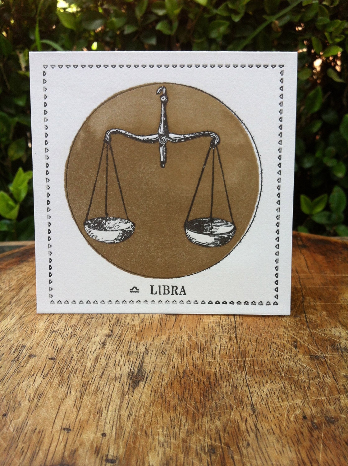 Zodiac Card ... LIBRA . September 23 - October 22 //// Hand Letterpressed