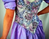 Vintage 1980s Bianchi Floral Tapestry Renaissance Tangled Rapunzel Formal Dress