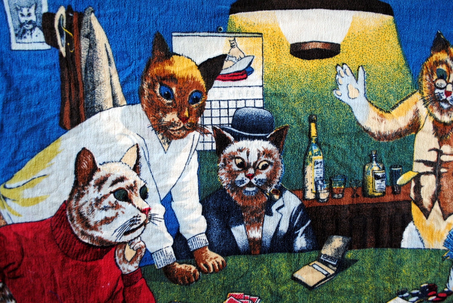 Cats Playing Poker Vintage Felt Wall Hanging by RogueRetro on Etsy