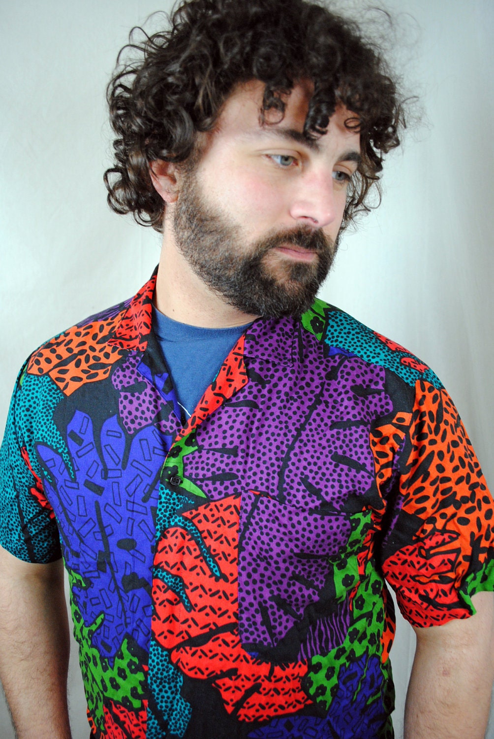 Vintage 1980s Rainbow Weird Daddy Button Up Shirt