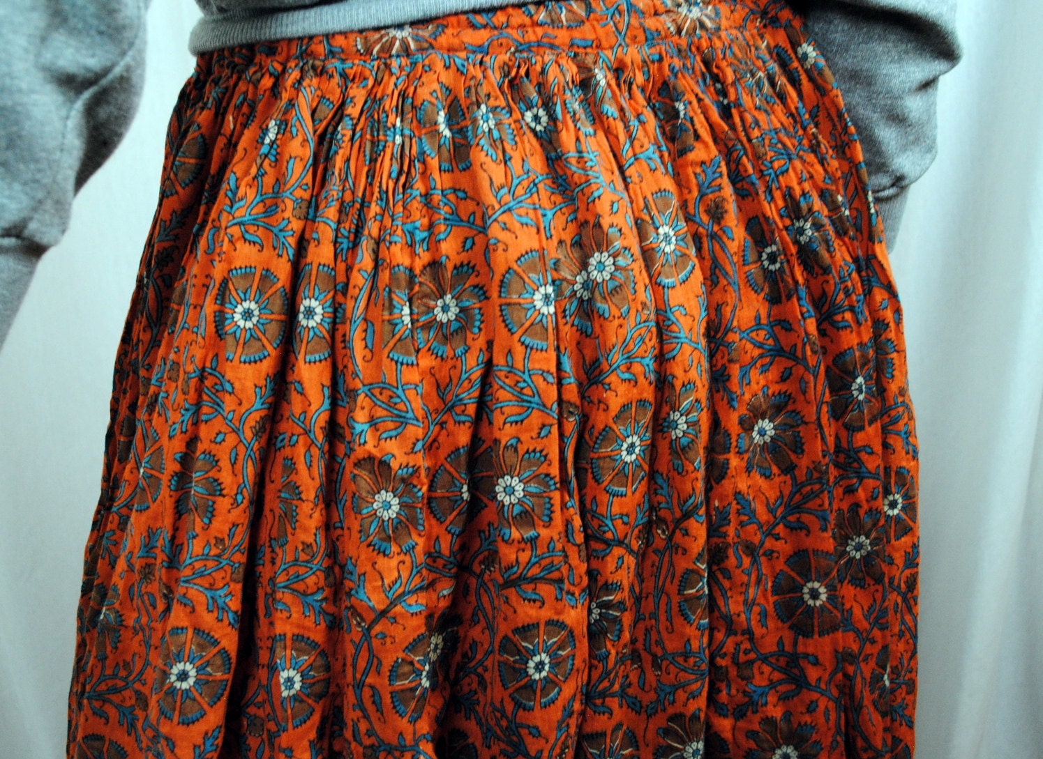 Vintage Hippie Floral Tapestry Broom Skirt