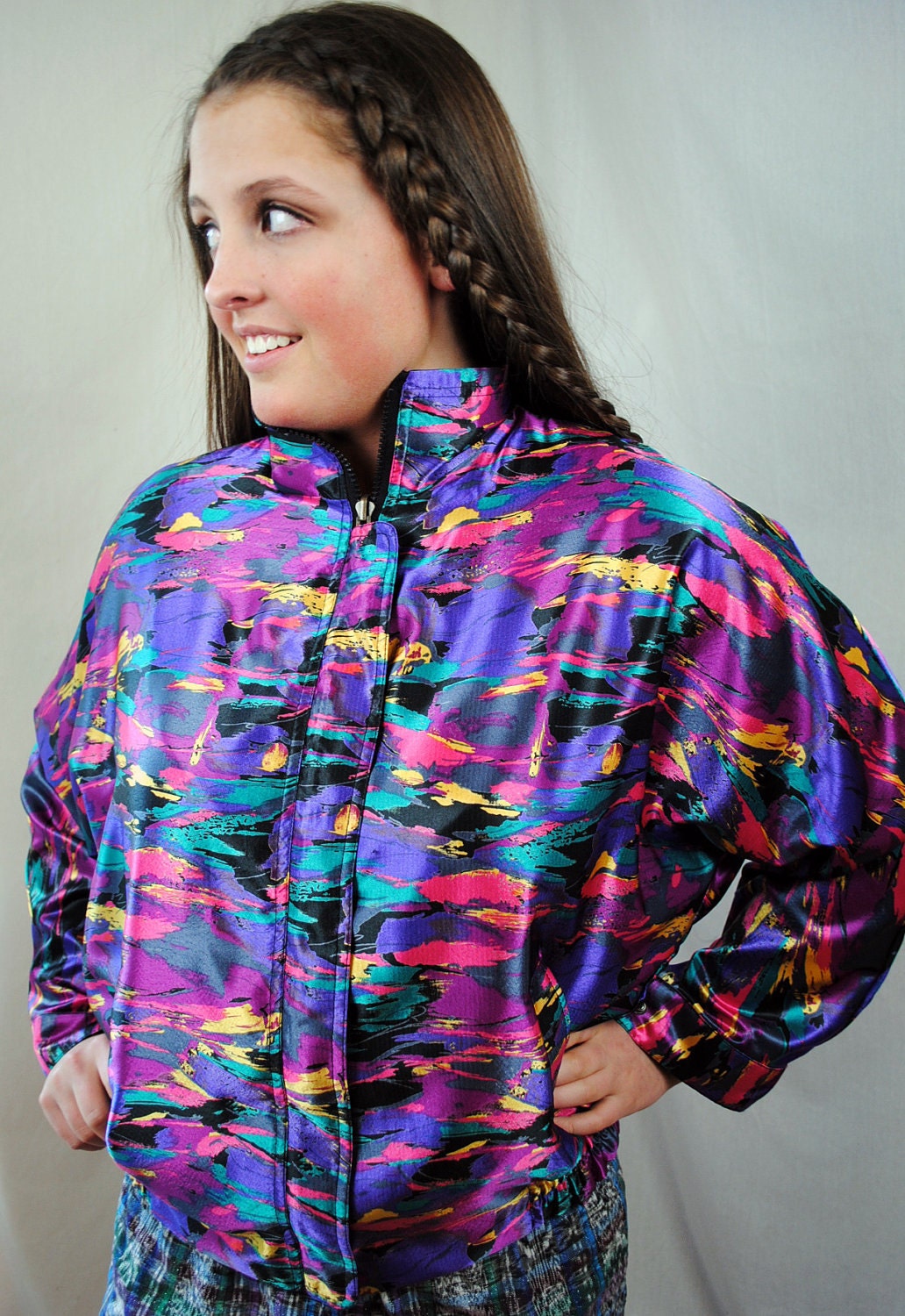 Vintage 80s Rainbow Reversible Jacket Windbreaker