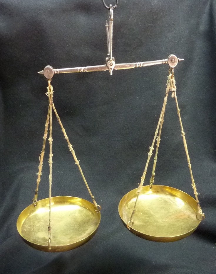 Antique Balance Scale English Brass and Steel by BlueGrotto