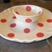 Custom Red Polka Dot Ceramic Chip and Dip That Can Be Ordered in Your Team Colors for Tailgating