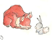 Children Art Print. Curious Baby Animals. PRINT 5X7. Nursery Art Home Decor
