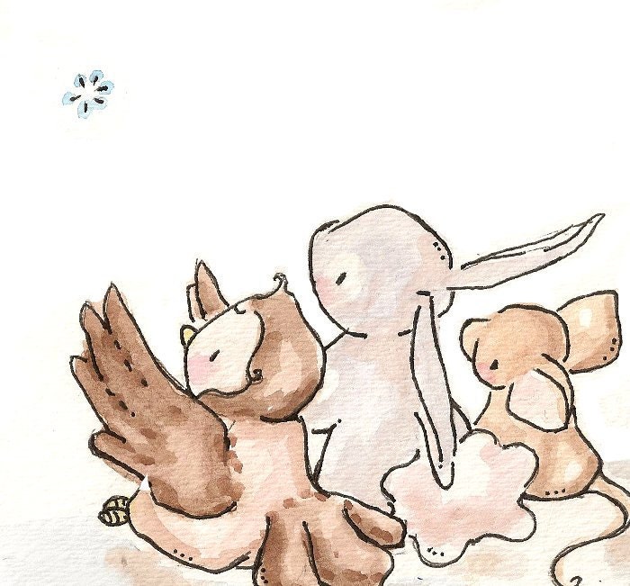 Star Gazing. PRINT 8X10. Nursery Art Wall Decor